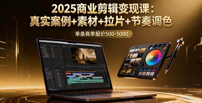 （16130期）2025商业剪辑变现课：真实案例+素材+拉片+节奏调色，单条商单报价500-5000-吾爱网创
