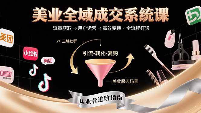 （15650期）美业全域成交系统课程：帮助美业从业者打通从流量获取到高效变现全流程-吾爱网创