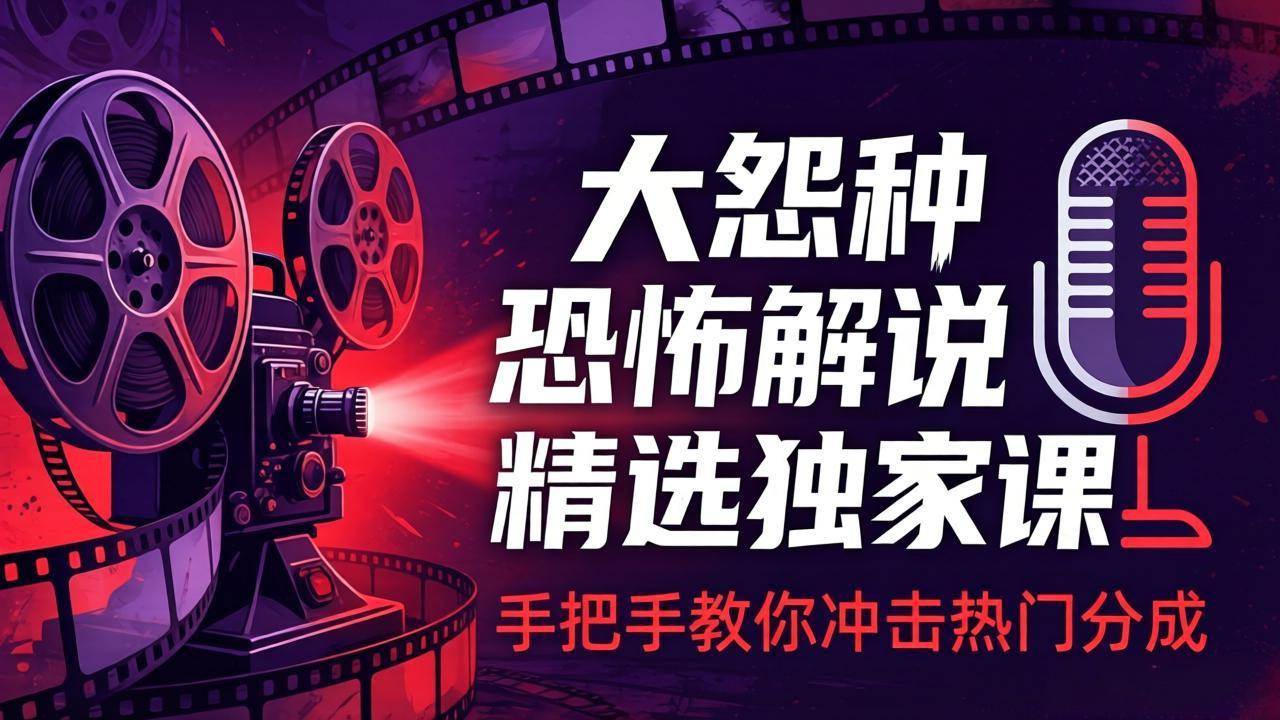 (17920期)大怨种恐怖解说精选独家课:电影下载+文案配音+片头封面,手把手教你冲击热门分成-吾爱网创