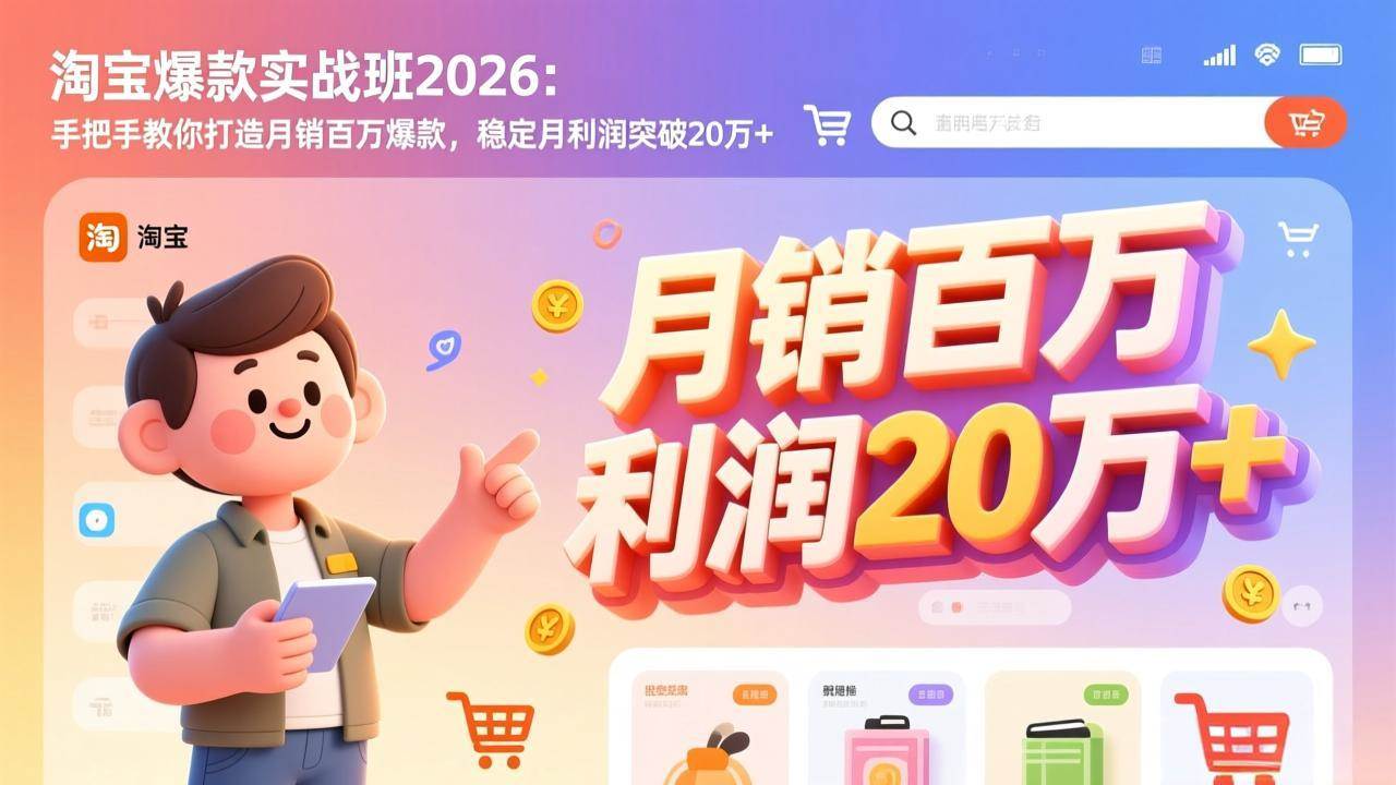 （17209期）淘宝爆款实战班2026：手把手教你打造月销百万爆款，稳定月利润突破20万+-吾爱网创
