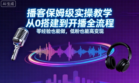 播客保姆级实操教学,从0搭建到开播全流程,零经验也能做,低粉也能高变现-吾爱网创