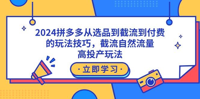 2024拼多多从选品到截流到付费的玩法技巧，截流自然流量玩法，高投产玩法-吾爱网创