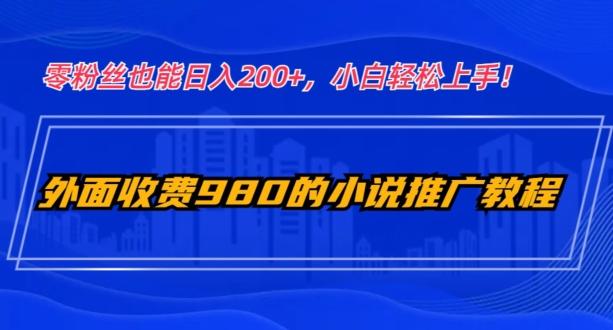 外面收费980的小说推广教程：零粉丝也能日入200+，小白轻松上手！-吾爱网创