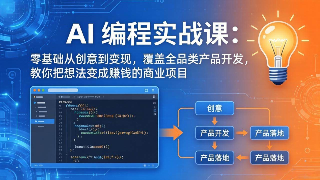 （18307期）AI编程实战课-第三期-5月3更新：零基础从创意到变现，覆盖全品类产品开发，把想法变成赚钱项目-吾爱网创