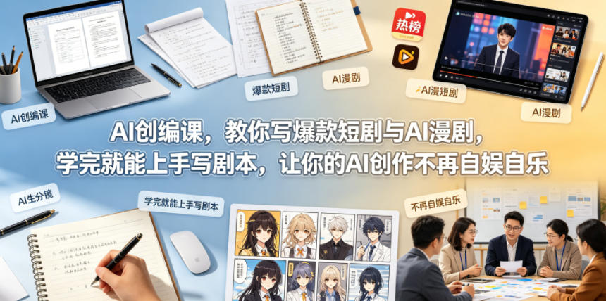 AI创编课，教你写爆款短剧与AI漫剧，学完就能上手写剧本，让你的AI创作不再自娱自乐-吾爱网创