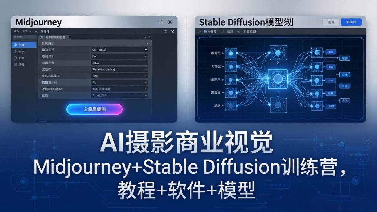 (18271期)AI摄影商业视觉Midjourney+Stable Diffusion训练营,教程+软件+模型-吾爱网创