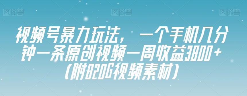 视频号暴力玩法，一个手机几分钟一条原创视频一周收益3800+（附820G视频素材）-吾爱网创