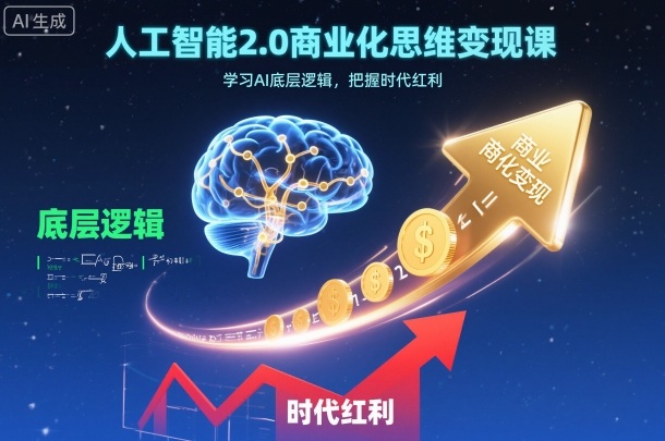 人工智能2.0商业化思维变现课，学习AI底层逻辑，把握时代红利-吾爱网创