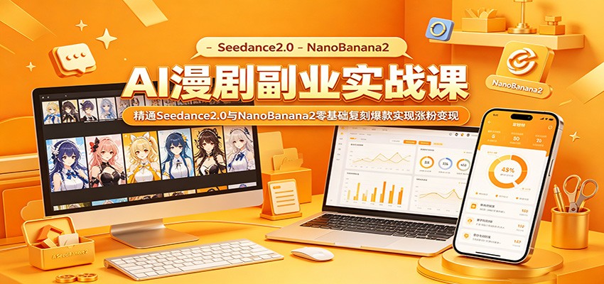 AI漫剧副业实战课:精通Seedance2.0与NanoBanana2零基础复刻爆款实现涨粉变现-吾爱网创