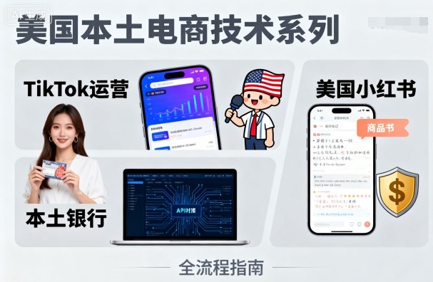 美国本土电商技术，Tiktok 运营篇+美国小红书篇+本土银行篇-吾爱网创