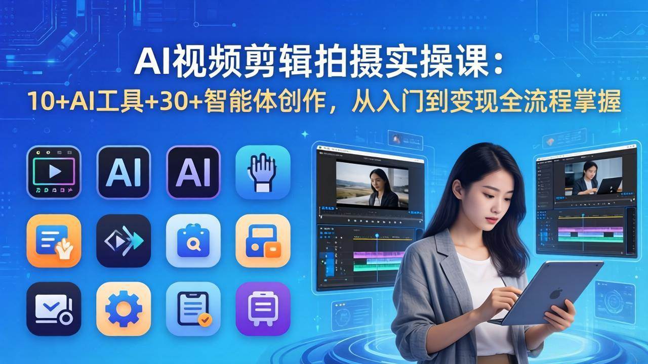 (17818期)AI 视频剪辑拍摄实操课:10+AI工具+30+智能体创作,从入门到变现全流程掌握-吾爱网创