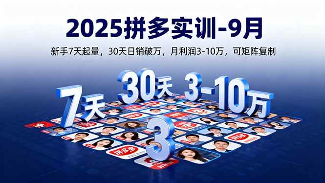 （16008期）2025拼多多实训-9月：新手7天起量,30天日销破万,月利润3-10万,可矩阵复制-吾爱网创
