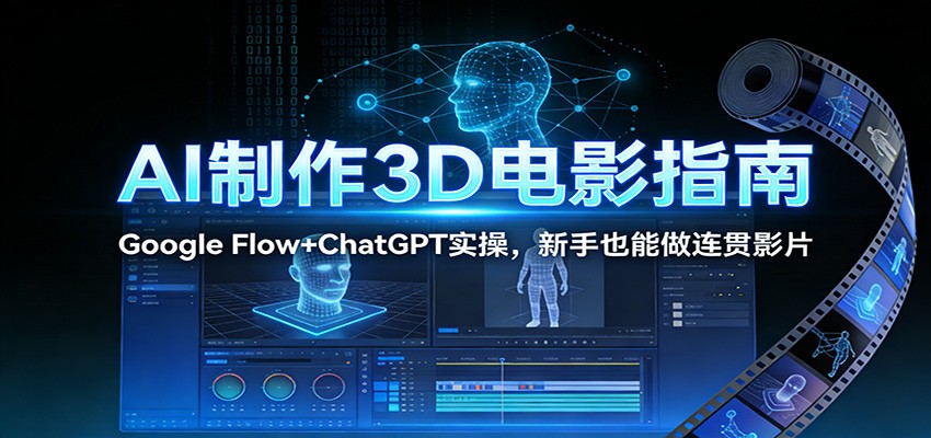AI制作3D电影指南：Google Flow+ChatGPT实操，新手也能做连贯影片-吾爱网创
