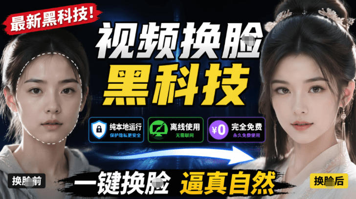 AI人工智能如此夸张?一键视频换Lian黑科技,纯本地离线运行,本地视频换Lian娱乐工具,AI FaceSwap-吾爱网创