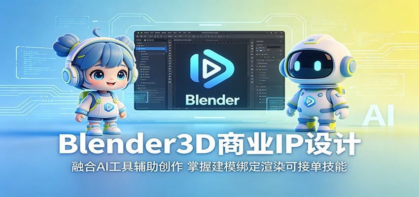 Blender3D商业IP设计:融合AI工具辅助创作,掌握建模绑定渲染可接单技能-吾爱网创