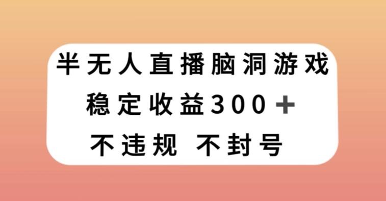 半无人直播脑洞小游戏，每天收入300+，保姆式教学小白轻松上手【揭秘】-吾爱网创