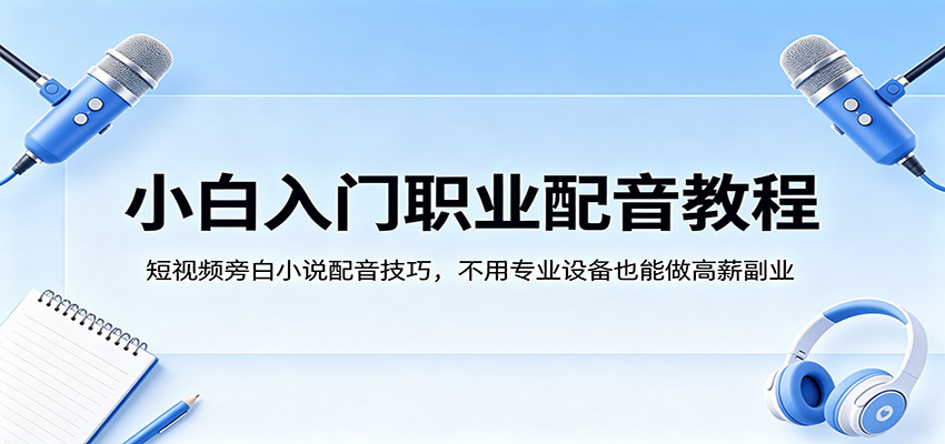 小白入门职业配音教程，短视频旁白小说配音技巧，不用专业设备也能做高薪副业-吾爱网创