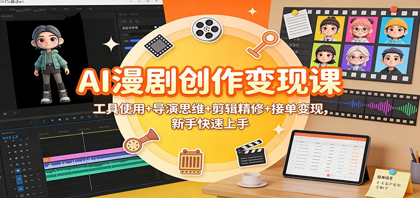 AI漫剧创作变现课：工具使用+导演思维+剪辑精修+接单变现，新手快速上手-吾爱网创