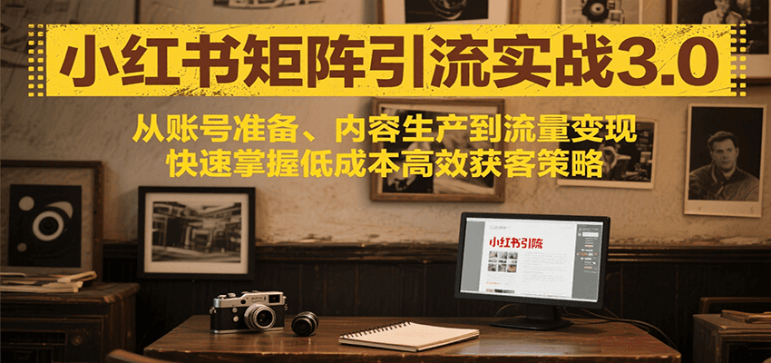 小红书矩阵引流3.0，从账号准备、内容生产到流量变现，快速掌握低成本高效获客策略-吾爱网创