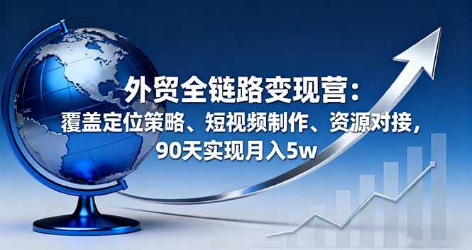 (16173期)外贸全链路变现营:覆盖定位策略、短视频制作、资源对接,90天实现月入5w-吾爱网创