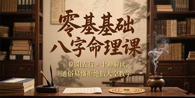 （15283期）零基础八字命理课，阴阳五行+十神解读，通俗易懂拒绝假大空教学-吾爱网创
