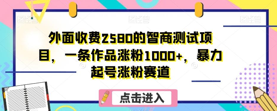 外面收费2580的智商测试项目，一条作品涨粉1000+，暴力起号涨粉赛道【揭秘】-吾爱网创