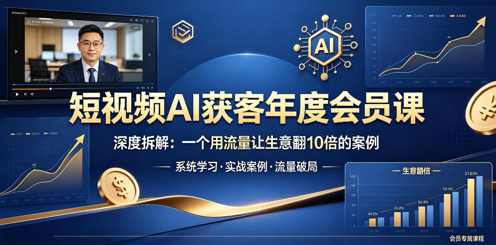 短视频AI获客年度会员课,深度拆解,一个用流量让生意翻10倍的案例-吾爱网创