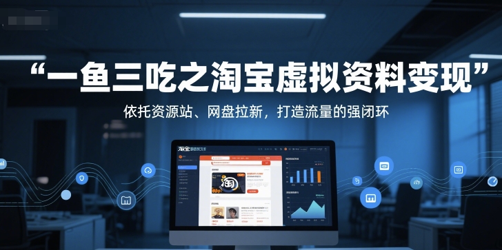 一鱼三吃之淘宝虚拟资料变现，依托资源站、网盘拉新，打造流量的强闭环-吾爱网创