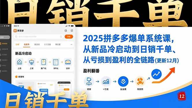 （16894期）2025拼多多爆单系统课，从新品冷启动到日销千单、从亏损到盈利的全链路（更新12月）-吾爱网创