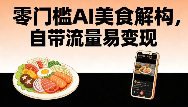 零门槛AI美食解构，自带流量易变现-吾爱网创