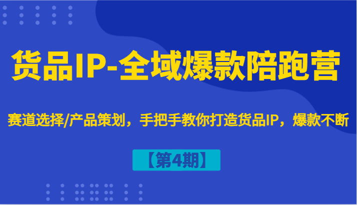 货品IP-全域爆款陪跑营【第4期】赛道选择/产品策划，手把手教你打造货品IP，爆款不断-吾爱网创
