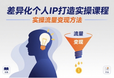 差异化个人IP打造实操课程,实操流量变现方法-吾爱网创