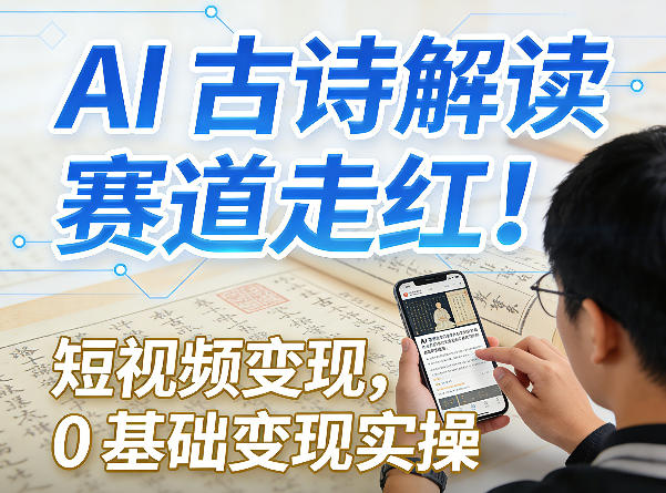 AI古诗解读赛道走红！短视频变现，0基础变现实操-吾爱网创