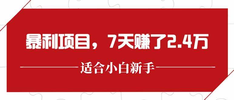 （15228期）最新暴利项目，每单收益轻松在300以上，7天赚了2.4万-吾爱网创