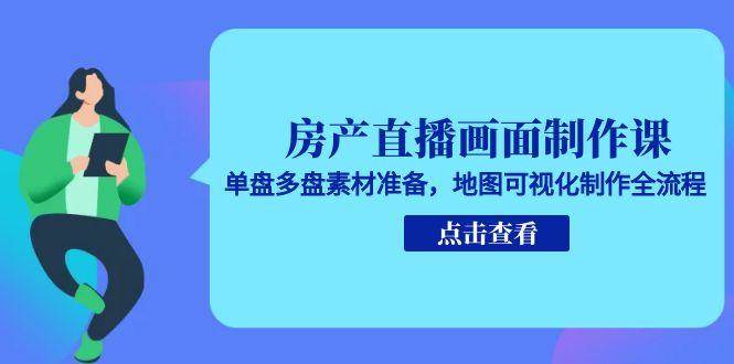 (15156期)房产直播画面制作课,单盘多盘素材准备,地图可视化制作全流程-吾爱网创