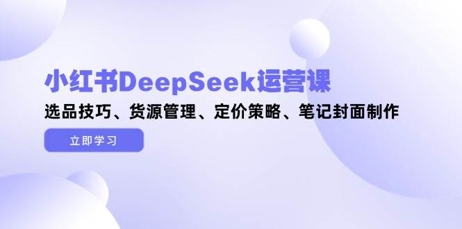 小红书DeepSeek运营课，选品技巧、货源管理、定价策略、笔记封面制作-吾爱网创