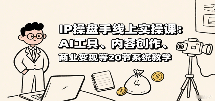 IP操盘手线上实操课：AI工具、内容创作、商业变现等20节系统教学-吾爱网创