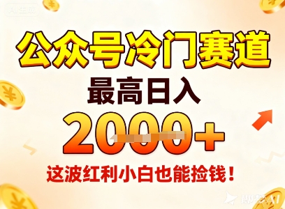 公众号冷门赛道，最高日入1k+，这波红利小白也能捡钱！-吾爱网创