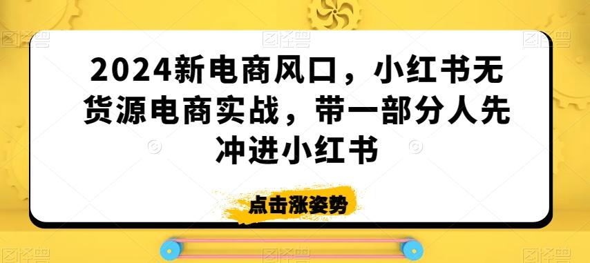 2024新电商风口,小红书无货源电商实战,带一部分人先冲进小红书-吾爱网创
