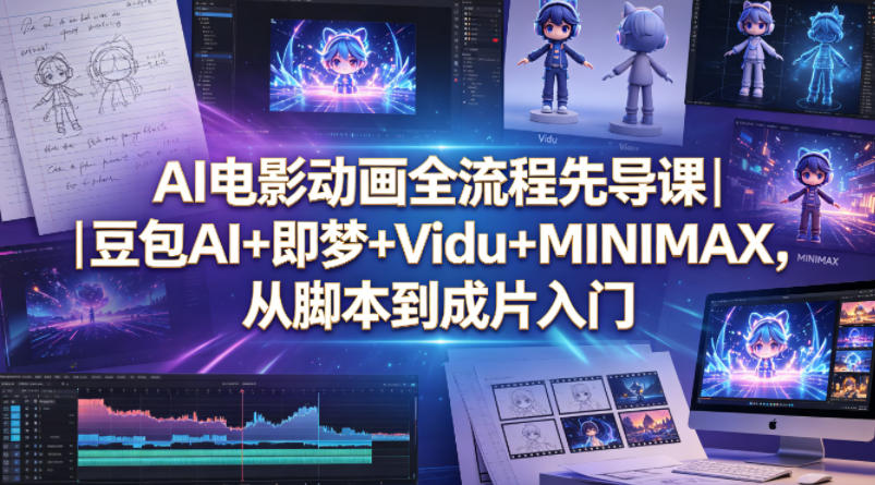 AI电影动画全流程先导课｜豆包AI+即梦+Vidu+MINIMAX，从脚本到成片入门-吾爱网创