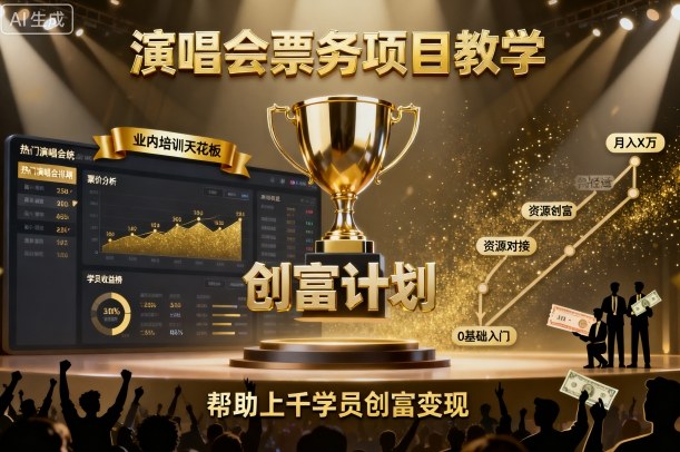 演唱会票务项目教学,业内培训天花板,帮助上千学员创富变现-吾爱网创