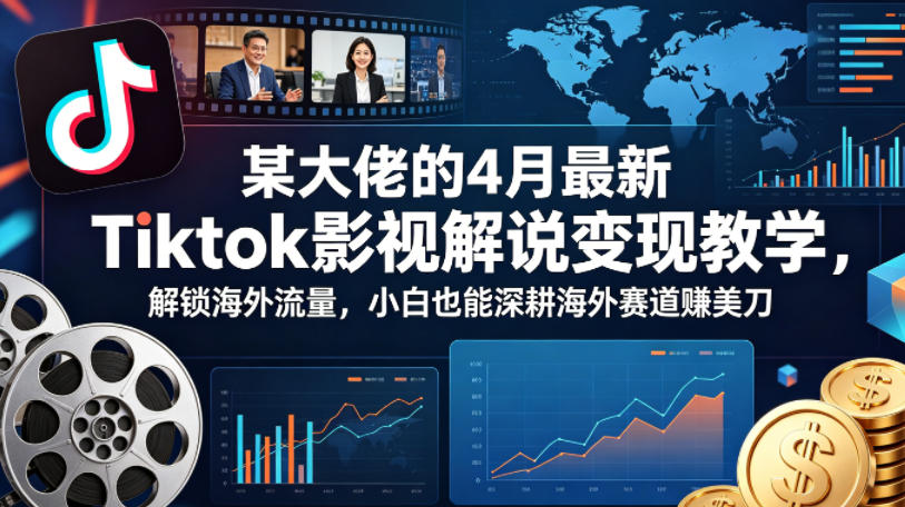 某大佬的4月最新Tiktok影视解说变现教学，解锁海外流量，小白也能深耕海外赛道賺美刀（更新）-吾爱网创