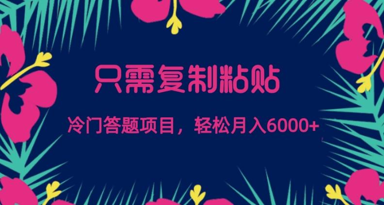 只需复制粘贴，冷门答题项目，轻松月入6000-吾爱网创