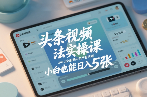 头条视频玩法实操课，从0-1全细节头条所有问题，小白也能日入5张-吾爱网创