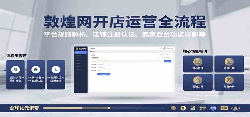 敦煌网开店运营全流程：平台规则解析、店铺注册认证、卖家后台功能详解等-吾爱网创