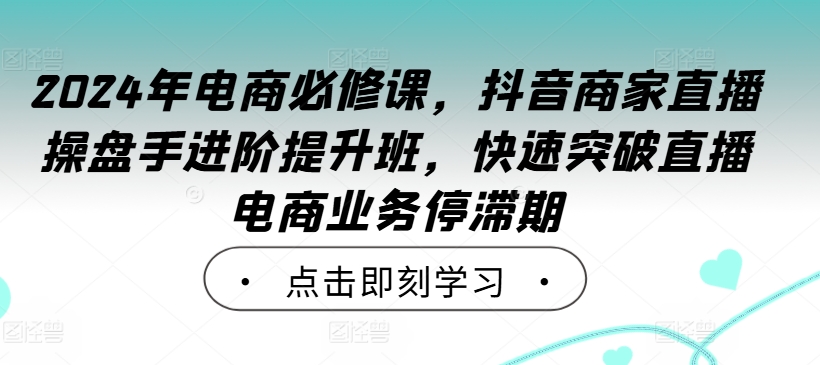 2024年电商必修课，抖音商家直播操盘手进阶提升班，快速突破直播电商业务停滞期-吾爱网创