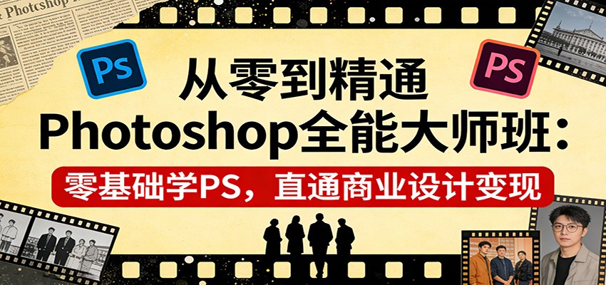 从零到精通Photoshop全能大师班：零基础学PS，直通商业设计变现-吾爱网创