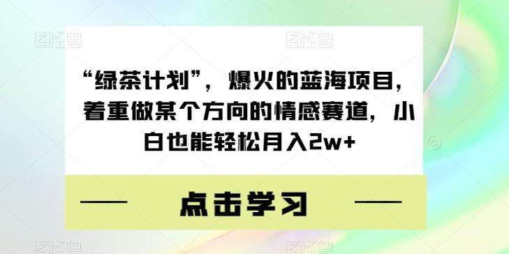 “绿茶计划”,爆火的蓝海项目,着重做某个方向的情感赛道,小白也能轻松月入2w+【揭秘】-吾爱网创