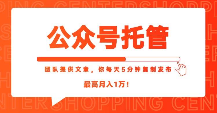 （15109期）【公众号托管 】我提供文章，你每天５分钟复制发布，最高月入1W-吾爱网创