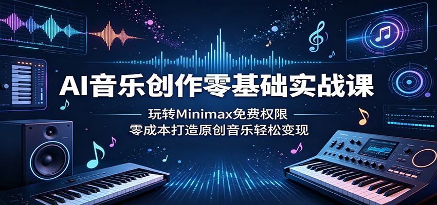 AI音乐创作零基础实战课：玩转Minimax免费权限，零成本打造原创音乐轻松变现-吾爱网创